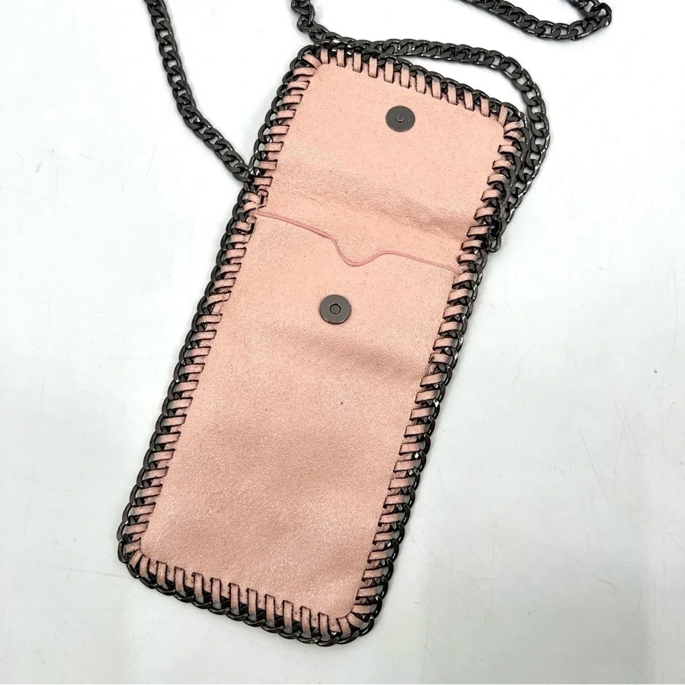 UNBRANDED Pink Faux Leather Crossbody Bag w/ Metal Trim Purse